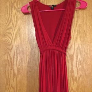 Low cut red v neck dress